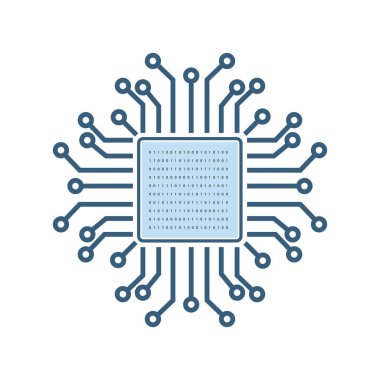 Satır biçiminde yapay zeka devre sistemi, AI devre çizgisi simgeleri, modern yapay zeka simgesi, robotik ve bulut hesaplama ağı dijital yapay zeka teknolojisi çizimi