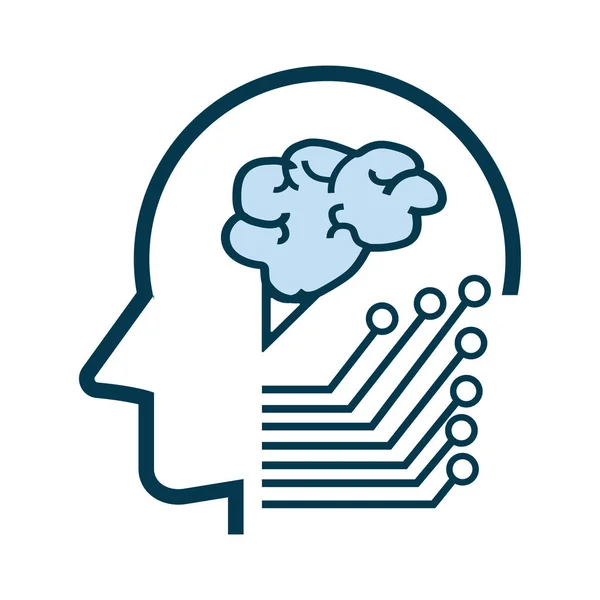 Τεχνητή Νοημοσύνη Εικονίδιο Σύμβολο Σύστημα Τεχνολογίας Και Κεφαλή Και Εγκέφαλο — Διανυσματικό Αρχείο