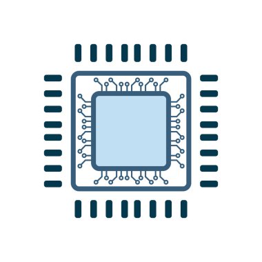 Çip teknolojisi devre sistem simgeleri tasarımı, UI oluşturma için bir vektör yapay zeka konsepti tasarımı, robot, dijital, vr, ai, siber işletim gibi konseptler