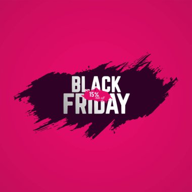 Black Friday% 15 indirimli satış konsepti indirimli vektör illüstrasyon şablonları tasarımı, pembe arka planda satışı