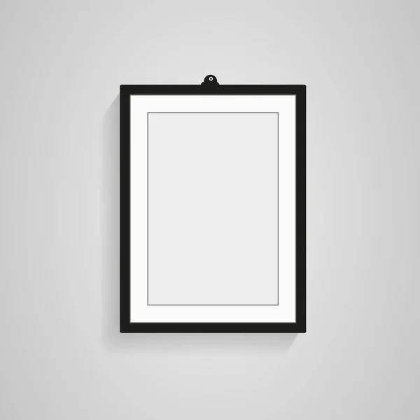 Черная Рамка Висящая Белой Стене Макета Дизайна Современная Черная Пустая — стоковый вектор