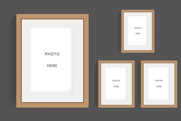 Group Realistic Four Photo Frames Design Vector Illustration — Stock Vector