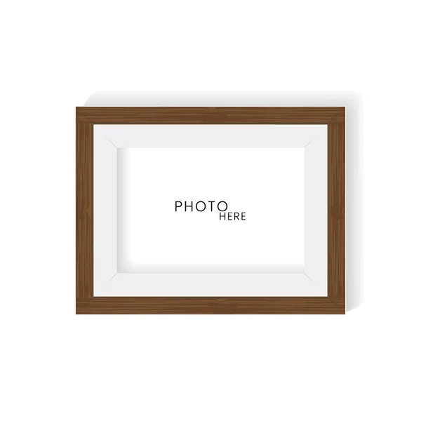 Wooden Pattern Realistic Photo Frame Wall Art Mock Vector Brown — Stock Vector