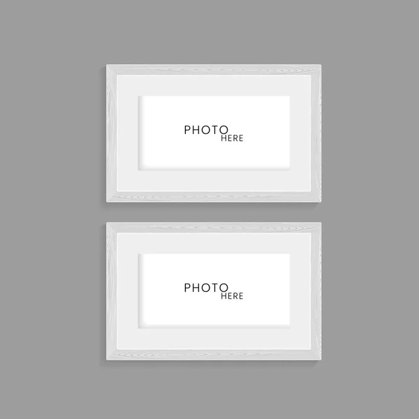 Duas Molduras Madeira Foto Parede Escura Isolada Uded Foto Simulam —  Vetores de Stock