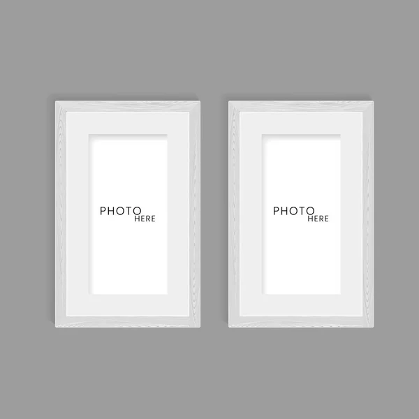 Two Wooden Photos Frame Isolated Dark Background Design — Stock Vector