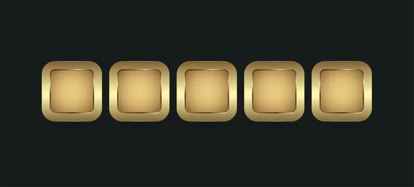 ウェブサイトUx Uiベクトルコンセプトのための金とプレミアムブランクボタンで5つの形状のグループ長方形 — ストックベクタ
