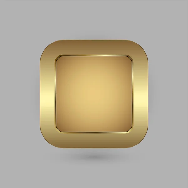 Resimlerde Veya Vektör Tasarımı Uygulaması Için Altın Dikdörtgen Boş Düğme — Stok Vektör