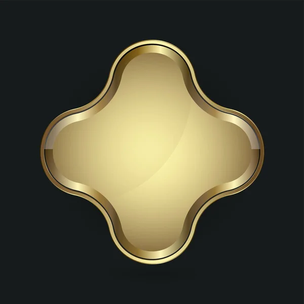 プレミアムフレームベクトルイラスト付き形状のゴールデンボタンデザイン ゲームUiのための黄金の光沢のあるラベル 境界上の光沢のある光効果を持つナビゲーションメニューのバッジ — ストックベクタ