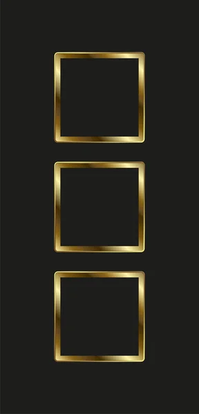 ゴールドカラーのコンセプトと選択シンボル アイコン マークベクトルイラストデザインの3つのボックス — ストックベクタ