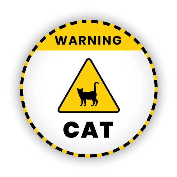 Warning Cat Sign Banner Symbol Yellow Background Vector Banner Warning — Stock Vector