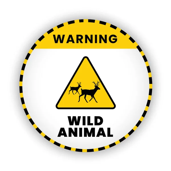 Warning Dear Wild Animals Road Sign Crossing Yellow Background Vector — Stock Vector