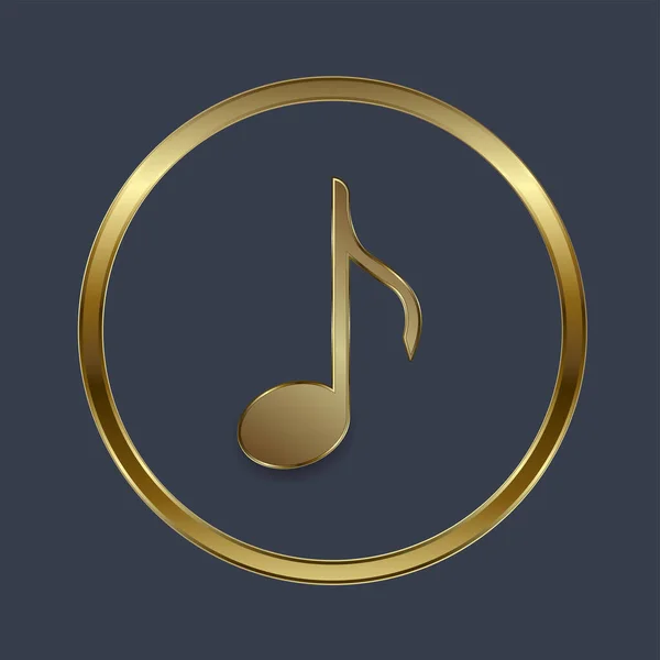 Ícone Música Premium Dourada Centro Círculo Símbolo Conceito Elemento Design — Vetor de Stock