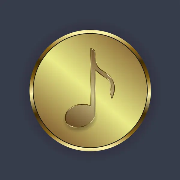 Значок Золотой Музыки Центре Круга Символа Элементарной Концепции Развлекательного Дизайна — стоковый вектор