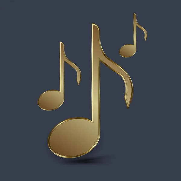 Tres Premium Oro Icono Música Símbolo Concepto Elemento Diseño Entretenimiento — Vector de stock