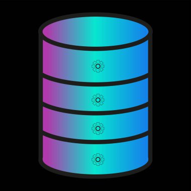 DATA sunucu sistemi ve robot gradyan renk vektör çizgisi simgeleri robot ve yapay zeka teknolojisi konsept vektörü, illüstrasyon