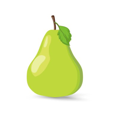 Taze yeşil meyve ikonu armudu, izole edilmiş beyaz arka planda yeşil armut meyvesi