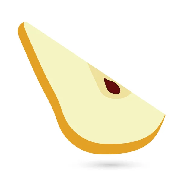 Fruta Pera Amarilla Con Medio Corte Rodajas Sobre Fondo Blanco — Vector de stock