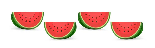 Quatre Morceaux Pastèques Rouges Tranchés Sliced Cocktail Melon Eau Fruits — Image vectorielle