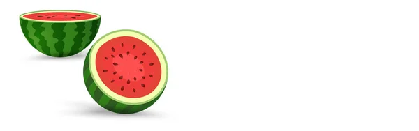 Healty Watermelon Fruits Pieces Cut Isolated Background Banner Template — Stock Vector