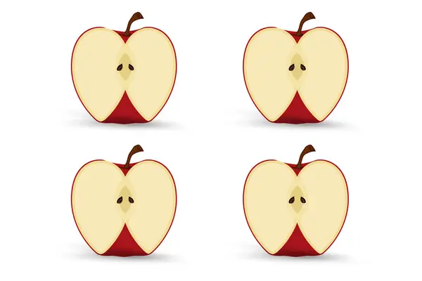 Φρέσκα Φρούτα Μήλο Κομμένα Αντικείμενο Στοιχείο Απομονωμένο Λευκό Φόντο Υγιή — Διανυσματικό Αρχείο