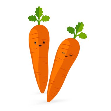 Beyaz arkaplan vektör illüstrasyonunda izole edilmiş Mutlu havuç çizgi film vektör simgesi ve sembol