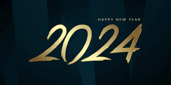 Feliz Ano Novo 2024 Banner Dourado Conceito Celebração Ocasião Ano — Vetor de Stock