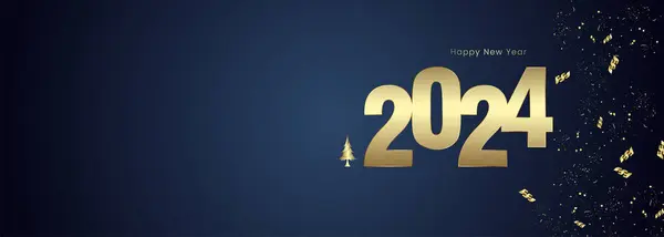 Feliz Ano Novo 2024 Assinar Banner Design Conceito Com Número — Vetor de Stock