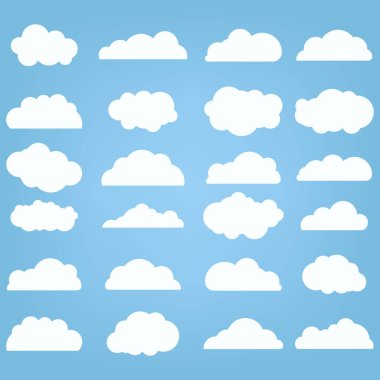 Beyaz Soyut Beyaz Bulutlu karikatür grubu, Vektör illüstrasyonu
