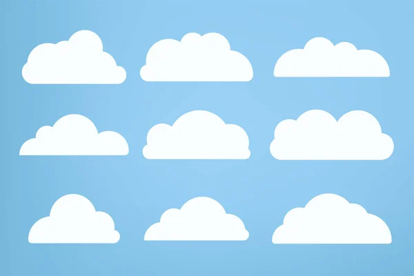 Conjunto Nove Nuvens Brancas Objeto Usado Conceitos Nuvem Elemento Nuvens — Vetor de Stock