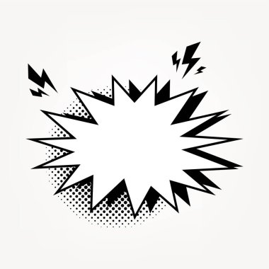 Beyaz arkaplan üzerinde siyah yarım ton soyut olan ve promosyon balonu şekli ve element için beyaz bir retro nesne. Vektör, resimleme