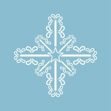 Açık mavi arkaplanda izole edilmiş beyaz bir kar tanesi. ve Kar Tanesi ikonu. Tasarım için kar tanesi Noel vektörü, illüstrasyon