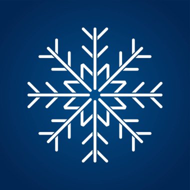 İzole edilmiş mavi arkaplanda yumuşak beyaz kar tanesi, bir Kar Tanesi sembolü, bir simge, Noel vektörü tasarımı için logo, illüstrasyon elemanı koleksiyonu