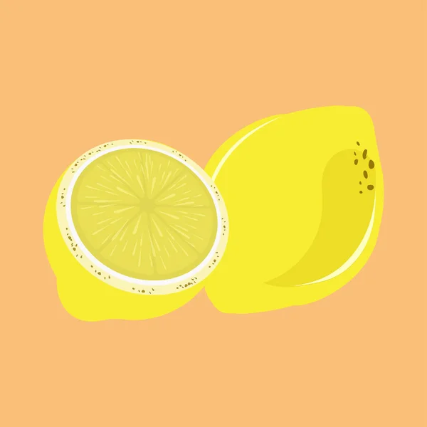 Limão Amarelo Com Pedaço Limão Fatiado Cortado — Vetor de Stock
