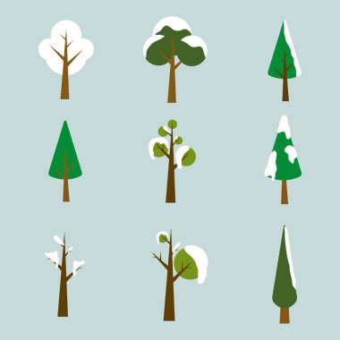 Noel ağacı deseni, üzerinde kar ve kış ağaçları var.