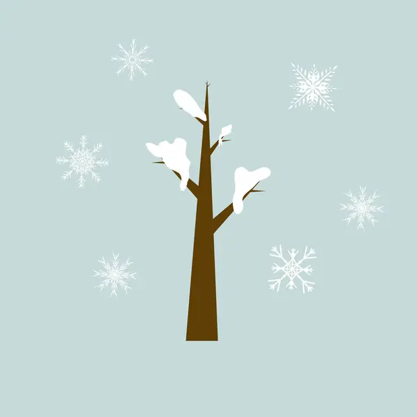 Weißer Weihnachtsbaum Und Schneeflocken Auf Hellblauem Hintergrund Verwendet Für Frühjahrskonzepte — Stockvektor