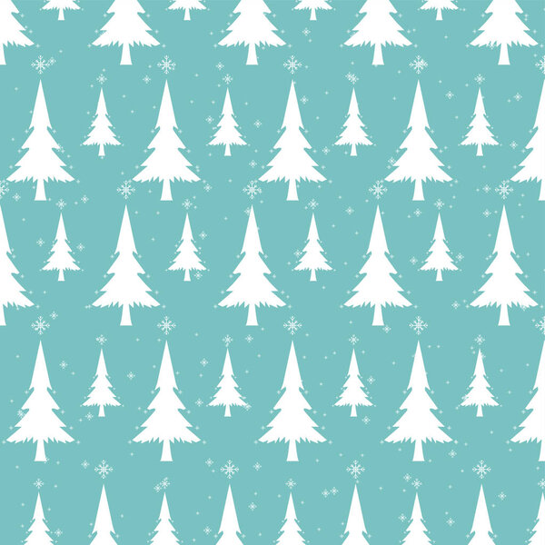 A seamless pattern of hand draw Christmas tree and snow vector pattern, winter trees and Chistmas trees with snow on isolated blue background concepts vector