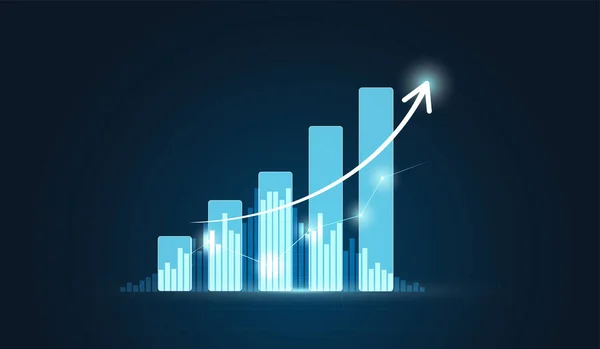 Gráficos Barras Crescimento Gráfico Financeiro Plano Fundo Estratégia Tecnologia Digital — Vetor de Stock
