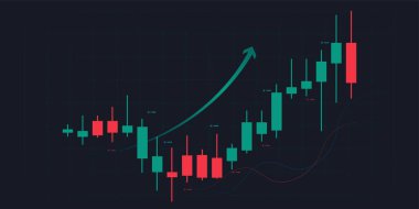 Borsa grafiklerindeki artış eğilimi ve finansal yatırım veya Ekonomik trendler iş fikri, vektör politikasındaki eğilim artışı grafiği