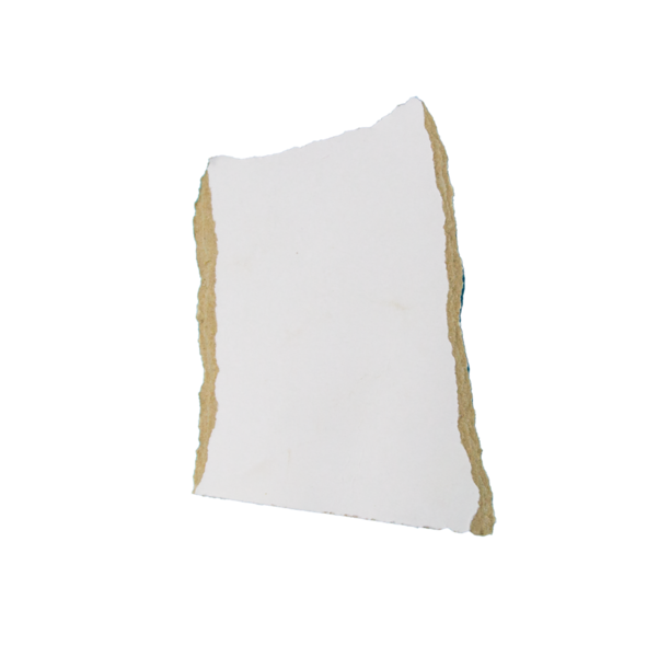 Beyaz arkaplanda izole edilmiş beyaz bir kağıt parçası yırtıldı