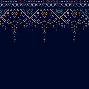 Geleneksel Geometrik etnik şablon, kusursuz desensiz sınır soyut tasarımı, vektör için Hint giysi deseni tasarımı, Modern Hint tekstil vektörü