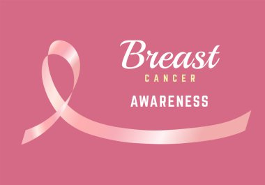 Vektör illüstrasyonunda göğüs konserve günü için bir afiş konsepti. Göğüs kanseri farkındalığı olan bir kalp kurdelesi, pembe arka planda pembe kurdele. pankart kavramları