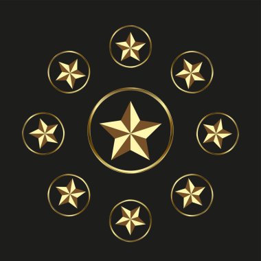 Lükslü Yıldızlar Grubu bir daire prim vektörü, Altın, Vector İmza İllüstrasyonunun en yüksek değeri, altın korse kutusuyla siyah arka planda