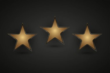 Çevresinde altın ocak bulunan üç lüks yıldız kümesi ve 3 değerli yıldız konsepti, vektör illüstrasyon tasarımı