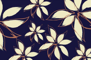 El çizimi yaz kıyafetleri çiçek desenli soyut desen vektörü, çiçek stilinin sanat tekstil deseni.