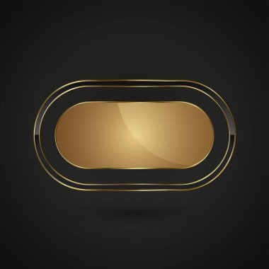 Lüks bir düğme vektör stili prim. Ve VIP lüks düğme oyunu. Beyaz arkaplanda vektör klipi izole edildi. Altın çerçeveli altın ve siyah düğmeler