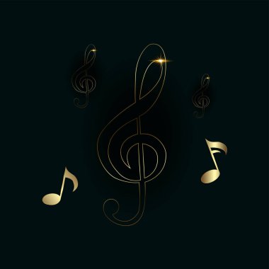 Lüks ve premium müzik ikonu seti. Müzikal anahtar sembolleri. Müzik notaları sembol vektör illüstrasyonu