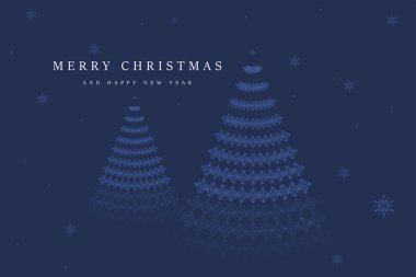 Hassas kar taneciklerinin simetrik olarak dizilmiş minimalist Noel ağacı tasarımı. Noel ağacı, hediye, kar tanesi, benek desenleri
