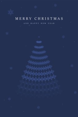 Hassas kar taneleri desenleri simetrik olarak dizilmiş minimalist bir Noel ağacı tasarımı. Noel ağacı, hediye, kar tanesi, yeşil arka planda leke dokusu