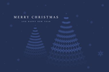 Hassas kar taneciklerinin simetrik olarak dizilmiş minimalist Noel ağacı tasarımı. Noel ağacı, hediye, kar tanesi, benek desenleri