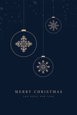 Mutlu Noeller ve mutlu yıllar yazılı altın bir tebrik kartı. Pankart, arkaplan, lüks tasarım için Mutlu Noel kavramları